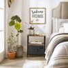 SONGMICS natbord med opbevaring, stofskuffekommode, industriel stil, sort - Billede 3