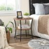 VASAGLE sidebord rundt, endebord med 2 hylder, rustik brun - Billede 4