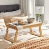 SONGMICS Bamboo Lap Skrivebord, Laptopbord, Morgenmadsbakke, Natural - Billede 2