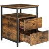 Vasagle natbord, sidebord, 45 x 45 x 60 cm, 2 skuffer, rustik brun og sort - Billede 4