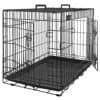 Sort hundebur med 2 døre, 122x74,5x80,5 cm, til hunde.