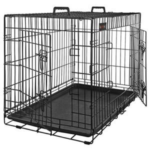 Sort hundebur med 2 døre, 122x74,5x80,5 cm, til hunde.