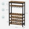 Vinreol 24 Vinflasker Stående Flaskereol med Glasholder til Køkken Bar Spisestue Vintage Brun Sort - Billede 4