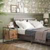 VASAGLE natbord, sengeskab, glas sidebord med skab, endebord, rustik brun - Billede 2