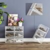 Songmics -skobokse, pakke med 3 stable skoarrangører med klar dør, plastskoopbevaring til britisk størrelse 11, 36 x 28 x 22 cm, gennemsigtig LSP03CW - Billede 2