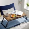 SONGMICS Laptop-skrivebord til seng eller sofa med justerbar vippetop, mørkebrun - Billede 2