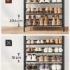 VASAGLE 5-TIER SKO RACK, Tall Shoe Storage med 4 mesh hyllor och stor topp för väskor, utrymme för entré, hall, stål, industri, rustikbrun och svart LBS038B01 - Billede 6