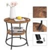 VASAGLE sidebord rundt, endebord med 2 hylder, rustik brun - Billede 2