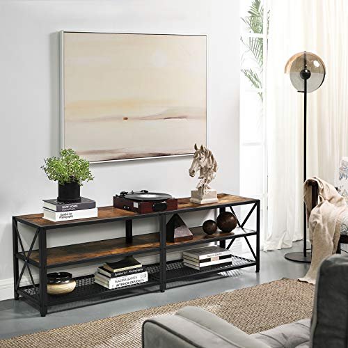 VASAGLE tv stativ, tv bord til tv op 60 tommer, stålramme, rustik brun og sort 3 VASAGLE tv stativ, tv bord til tv op 60 tommer, stålramme, rustik brun og sort - Billede 3