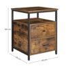 Vasagle natbord, sidebord, 45 x 45 x 60 cm, 2 skuffer, rustik brun og sort - Billede 2