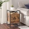 VASAGLE natbord, sengeskab, glas sidebord med skab, endebord, rustik brun - Billede 4