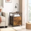 Vasagle natbord, sidebord, 45 x 45 x 60 cm, 2 skuffer, rustik brun og sort - Billede 6