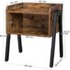 Vasagle Bedside Bord, Stackable sidebord med åbent rum, rustik brun og sort - Billede 7