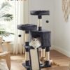 Feandrea Cat Tree, Cat Condo 115 cm, kattetårn, skraber rampe, røget grå - Billede 2