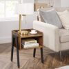 Vasagle Bedside Bord, Stackable sidebord med åbent rum, rustik brun og sort - Billede 5