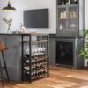 Vinreol 24 Vinflasker Stående Flaskereol med Glasholder til Køkken Bar Spisestue Vintage Brun Sort - Billede 3