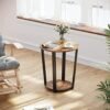 VASAGLE sidebord, rundt endebord med stålstel, rustik brun og sort - Billede 4