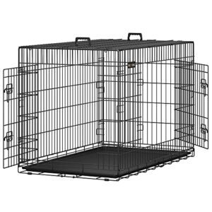 Foldbar hundekurv i sort med to døre og stor plads.