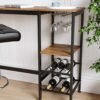 Vasagle højt bord, spisebord, barbord, flaskeholder, 110 x 40 x 90 cm, rustik brun - Billede 3