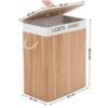 SONGMICS 100L vasketøjskurv sammenfoldelig bambus, med 2 rum, natur - Billede 4