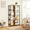 VASAGLE reol, bogreol, stigehylde 4-lags, 80 x 33 x 149 cm, brun og sort - Billede 2