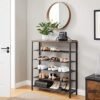 VASAGLE LBS016B01 SKO RACK med 5 rutnät och stor yta för ingång, hall, metallindustriell ramdesign, Vintage Brown-Black - Billede 3