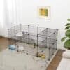 Sort metal pet playpen med 36 gitterpaneler til kæledyr.