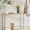VASAGLE konsolbord, hærdet glasbord, moderne sofa, gyldent - Billede 3