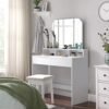 VASAGLE Toiletbord med 3-foldet spejl, Makeupbord med 2 skuffer Hvid - Billede 5