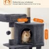 Feandrea Cat Tree, Cat Condo 115 cm, kattetårn, skraber rampe, røget grå - Billede 5