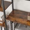 Vasagle bogreol, boghylde 5 -niveau, stående display opbevaringsstativ, brun og sort - Billede 6