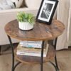 VASAGLE sidebord rundt, endebord med 2 hylder, rustik brun - Billede 6