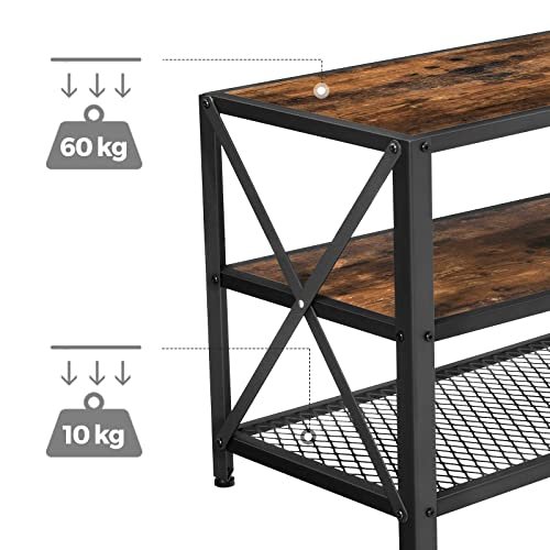 VASAGLE tv stativ, tv bord til tv op 60 tommer, stålramme, rustik brun og sort 6 VASAGLE tv stativ, tv bord til tv op 60 tommer, stålramme, rustik brun og sort - Billede 6