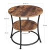 VASAGLE sidebord rundt, endebord med 2 hylder, rustik brun - Billede 5