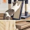 Feandrea Cat Tree, Cat Condo 115 cm, kattetårn, skraber rampe, røget grå - Billede 6