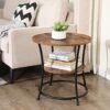 VASAGLE sidebord rundt, endebord med 2 hylder, rustik brun - Billede 3