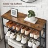 VASAGLE 5-TIER SKO RACK, Tall Shoe Storage med 4 mesh hyllor och stor topp för väskor, utrymme för entré, hall, stål, industri, rustikbrun och svart LBS038B01 - Billede 7