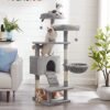 Feandrea Cat Tree, Cat Tower 142 cm, Cat Activity Center, lysegrå - Billede 2