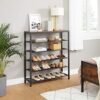 VASAGLE LBS016B01 SKO RACK med 5 rutnät och stor yta för ingång, hall, metallindustriell ramdesign, Vintage Brown-Black - Billede 4