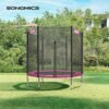 Songmics Trampoline 6 ft/8 ft/10 ft/12 ft, barntrampolin med kapslingsnät, säkerhetsplatta, stege, 180 cm hög rak pol, stålram, Tüv Rheinland GS -certifikat - Billede 2