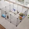 Marsvin Kravlegård, Indendørs Kaninløbsbur, Stort Træningsskab, DIY Metal Modulært Hegn til Hamster, Kæledyr, Små Dyr, Sort - Billede 2