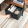 SONGMICS natbord med opbevaring, stofskuffekommode, industriel stil, sort - Billede 6