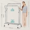 SONGMICS Tøjstang, Tøj stativ, Dobbelt Tøjhængestang, Heavy Duty, Belastning, sølv - Billede 5