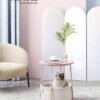 VASAGLE Lille rundt sofabord, sidebord med stofkurv, opbevaring, pastelrosa/sky hvid - Billede 5