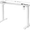 Hvidt elektrisk skrivebord med justerbar højde og moderne design.