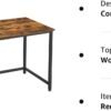 VASAGLE computerbord, Skrivebord, Lille kontorbord, Rustik Brun og Sort - Billede 2
