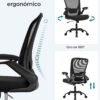 SONGMICS Kontorstol, Skrivebordsstol, Mesh Drejestol, Ergonomisk, Sort - Billede 4