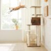 FEANDREA Kattekradsestolpe 138 cm Moderne Kattemøbler Multi-Tier, Vintage Brun - Billede 4