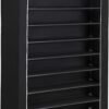 Songmics 10-Tier Shoe Rack, skoshylla för upp till 54 par skor, fristående lagringsarrangör, skåp, 100 x 28 x 162 cm, svart rxj00h