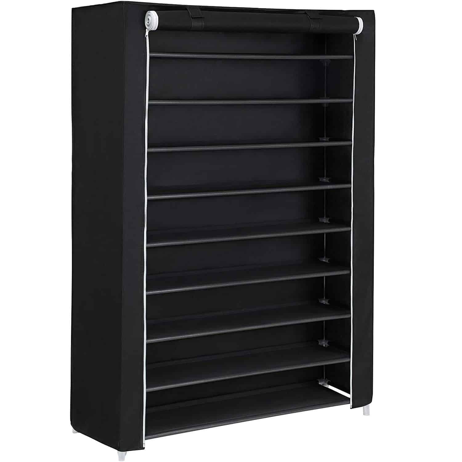 10-lags Skohylde, Skohylde til Op til 54 Par Sko, Fritstående Opbevaringsholder, Skab, 100 X 28 X 162 Cm, Sort 1 skohylde sort